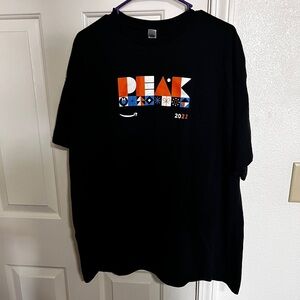 Amazon Peak Official 2022 Orange Blue White Logo Men's Black T-Shirt 2XL